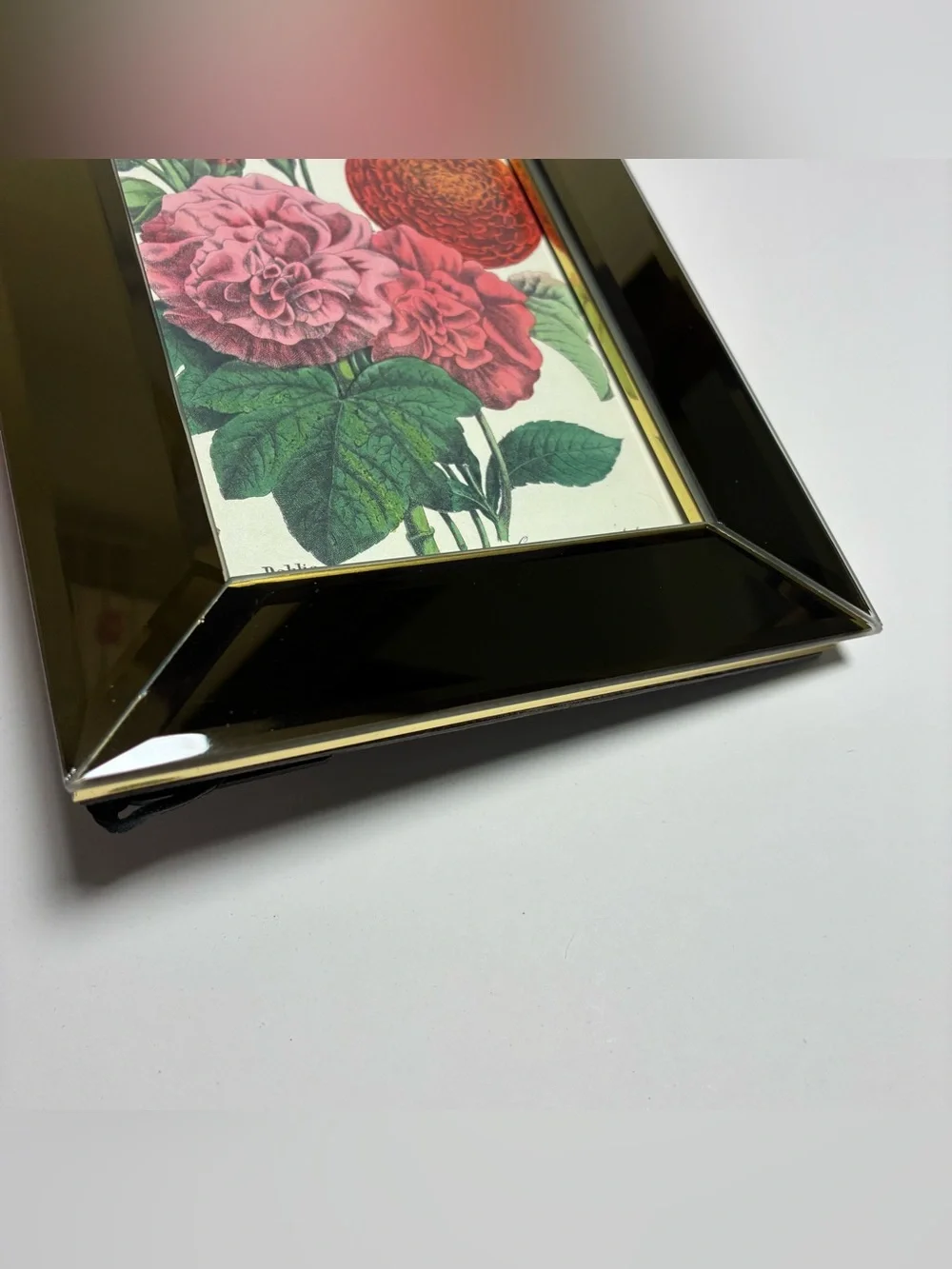 West Emory Gold Glass Picture Frame 6x8 Botanical Floral Flower Freestanding